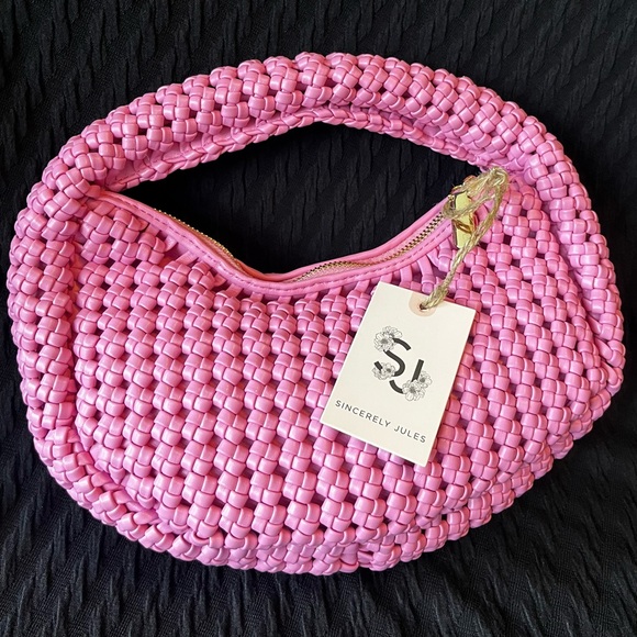 Sincerely Jules Vibrant Pink Woven Hobo Bag - Picture 1 of 6